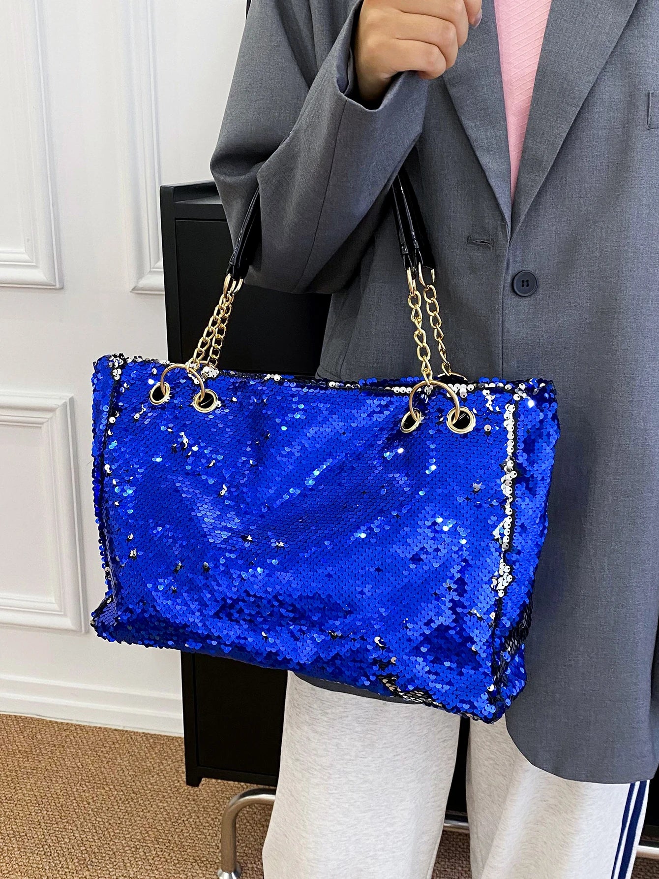 Fashion sequin portable pot bag female large capacity travel single shoulder bag versatile ladies bag