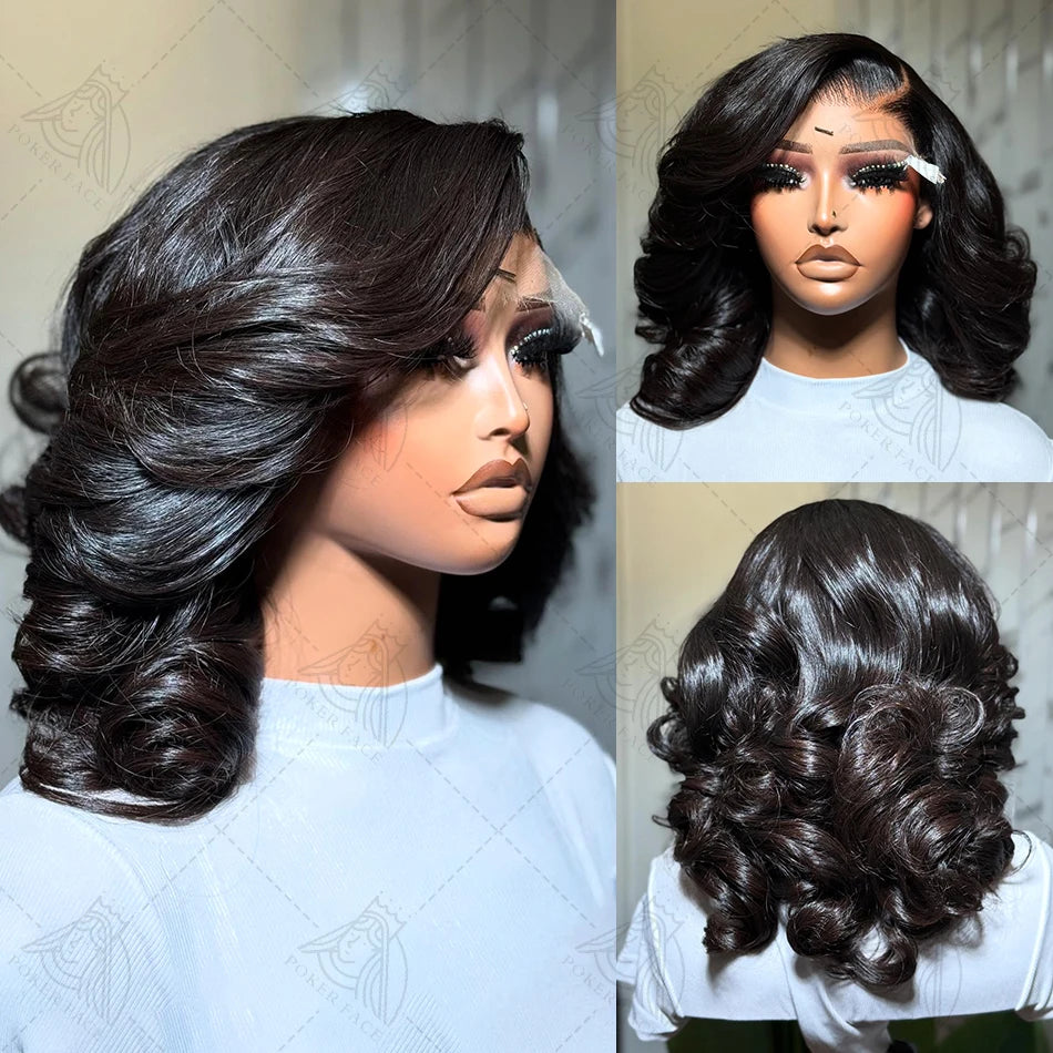 Brazilian Body Wave Short Bob 13x4 13x6 HD Transparent Lace Front Human Hair Wigs 5x5 high density Pre Plucked Lace Frontal Wig