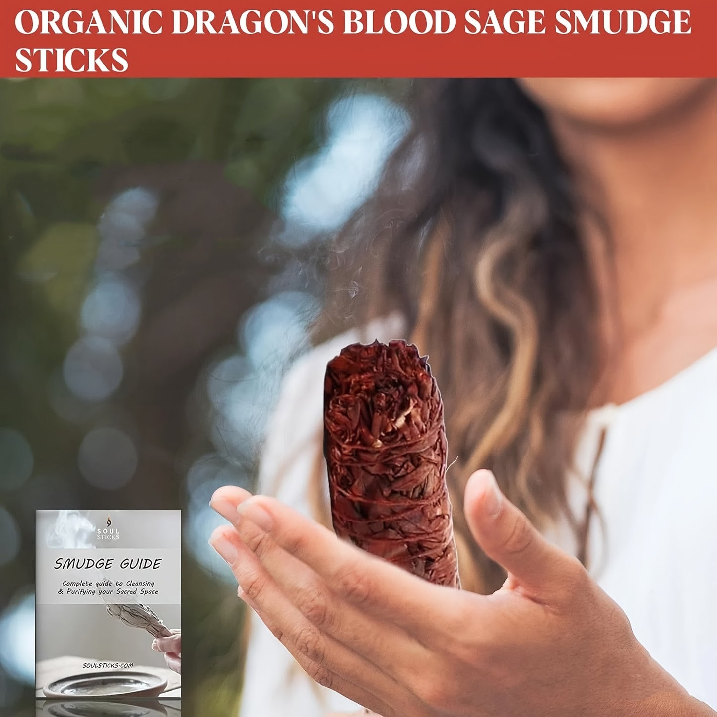 3pcs Dragon Blood Premium Californian, Dragon Blood Cleansing, Ideal for Spiritual and Energetic Rituals Liés Salvia Apiana Blanc