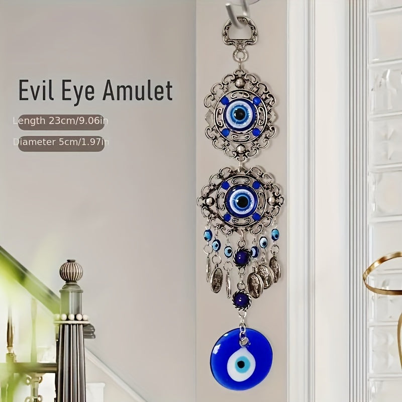 Blue Evil Eye Charm: 23cm/9.06in, 5cm/1.97in, No Feather, Plastic Material, No Power Required, Home Decor