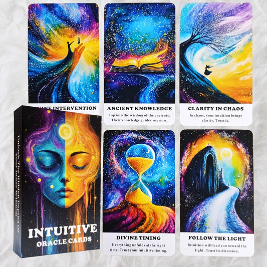 Intuition Oracle Cards - 56-Card Deck with Keywords for Spiritual Guidance & Party Fun | Perfect Beginner's Tarot Set | Ideal Christmas Gift for Ages 14+