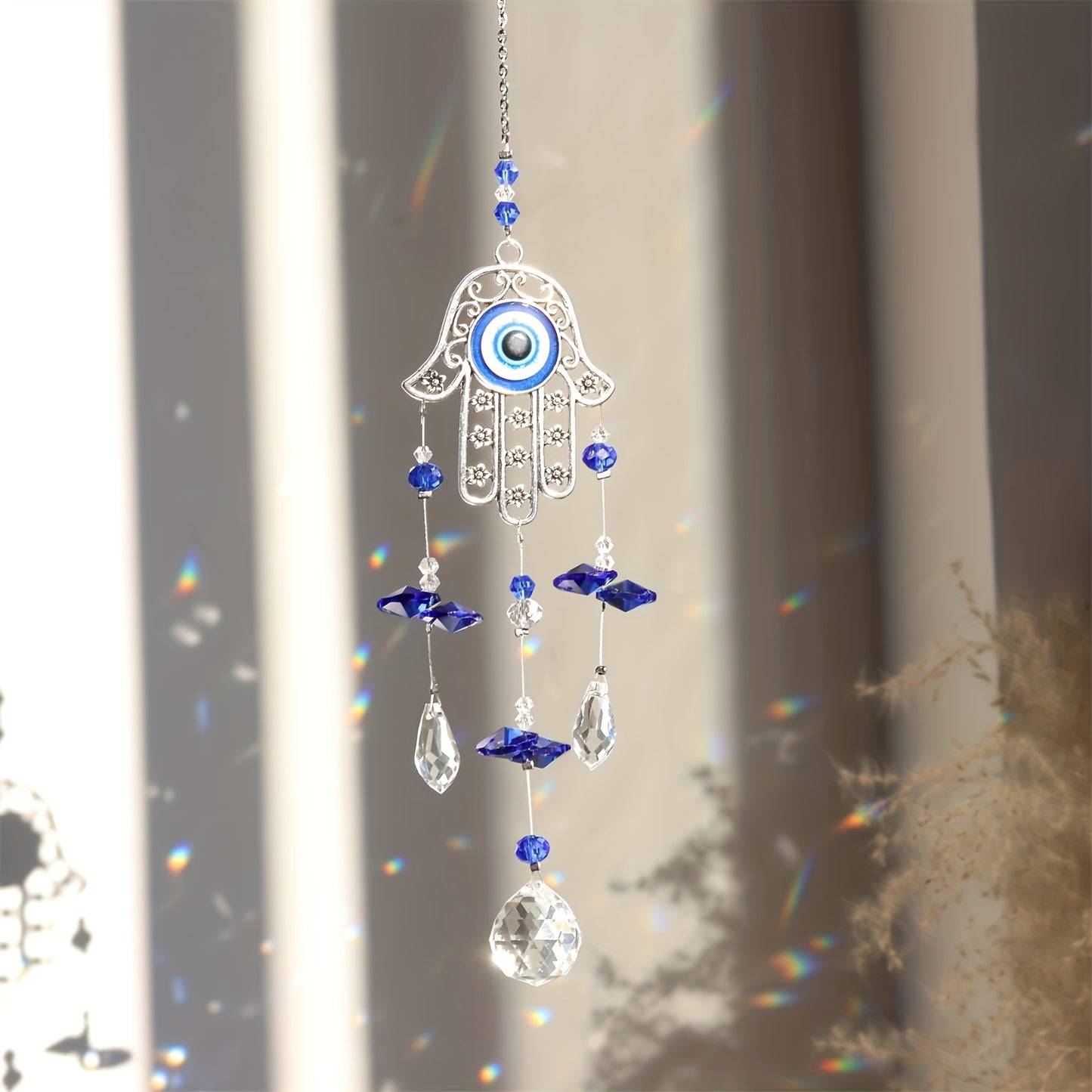 3 Handmade Evil Eye Crystal Sun Catchers, Suitable For Home And Garden Decoration - Resist Negative Energy And Bring Good Luck