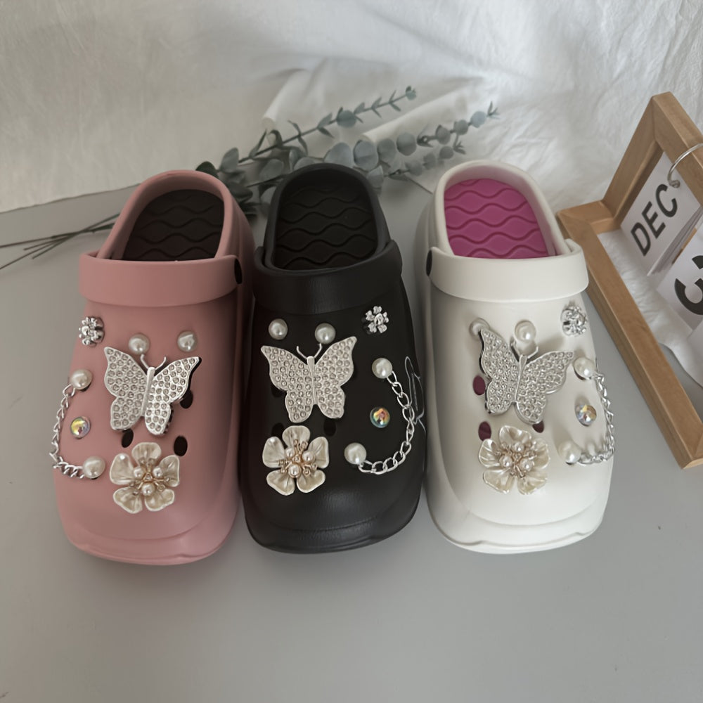 Casual Cartoon Bear Pattern Mules & Clogs for Women, Breathable EVA Platform Heel Clogs with Bow Embellishment, Versatile Indoor/Outdoor Fashion Footwear - Quanzhou Manufactured