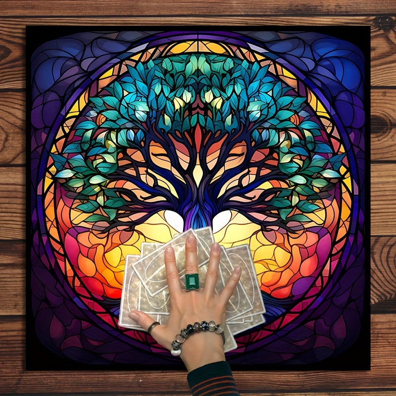 Tree Of Life Tarot Tablecloth - Colorful Altar Cloth For Divination, Witchcraft & Astrology | Polyester Oracle Card Mat Cover