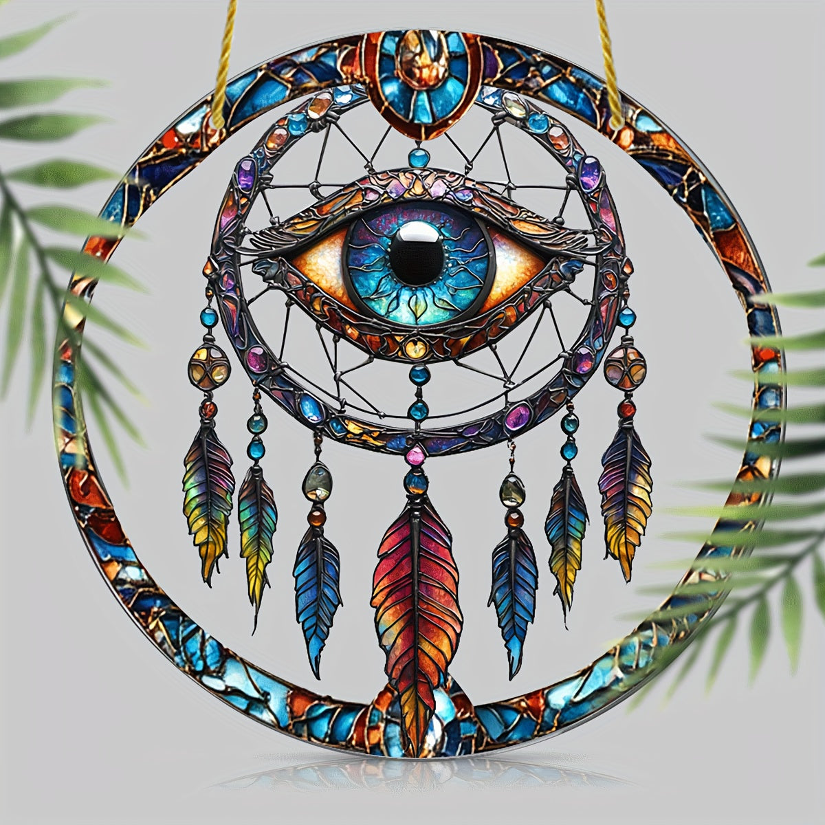 Evil Eye Dreamcatcher Sun Catcher - 9"x9" Acrylic, Boho Chic Wall Decor for Home & Halloween, Unique Gift for Men, Gothic & Protective Spirit