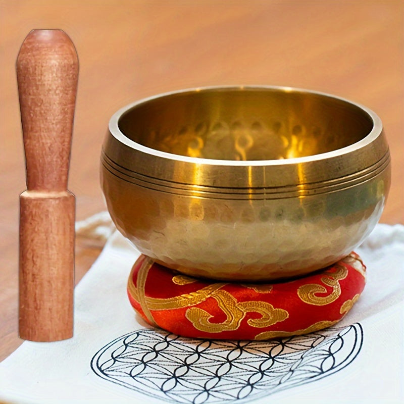 Tibetan Singing Bowl Set - 3 Inch Handcrafted Meditation Bowl for Yoga, Sound Healing, Chakra Balancing, and Mindfulness Practice - Includes Mallet, No Case or Bag