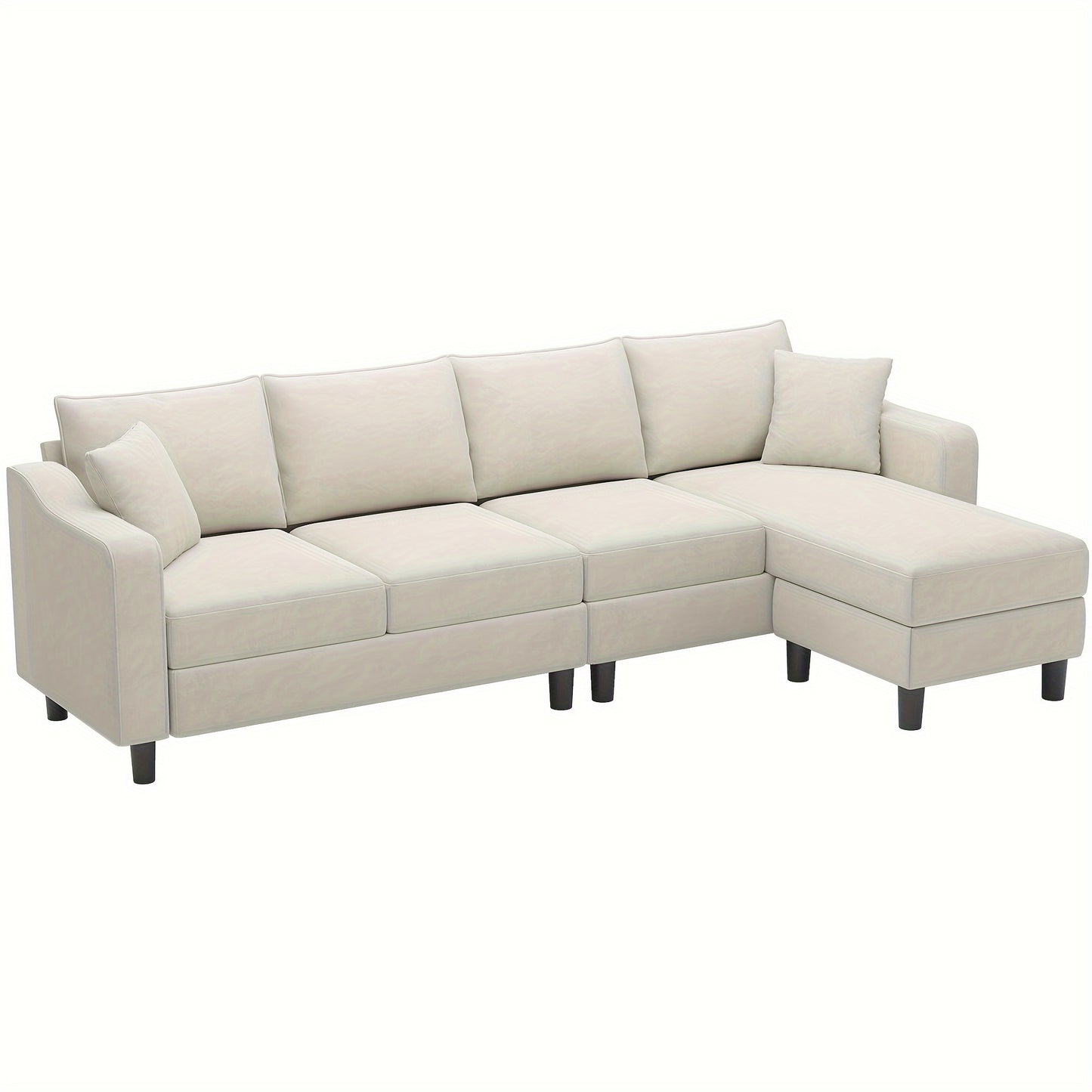 Belffin Velvet 4 Seat L Shaped Convertible Sectional Sofa Couch