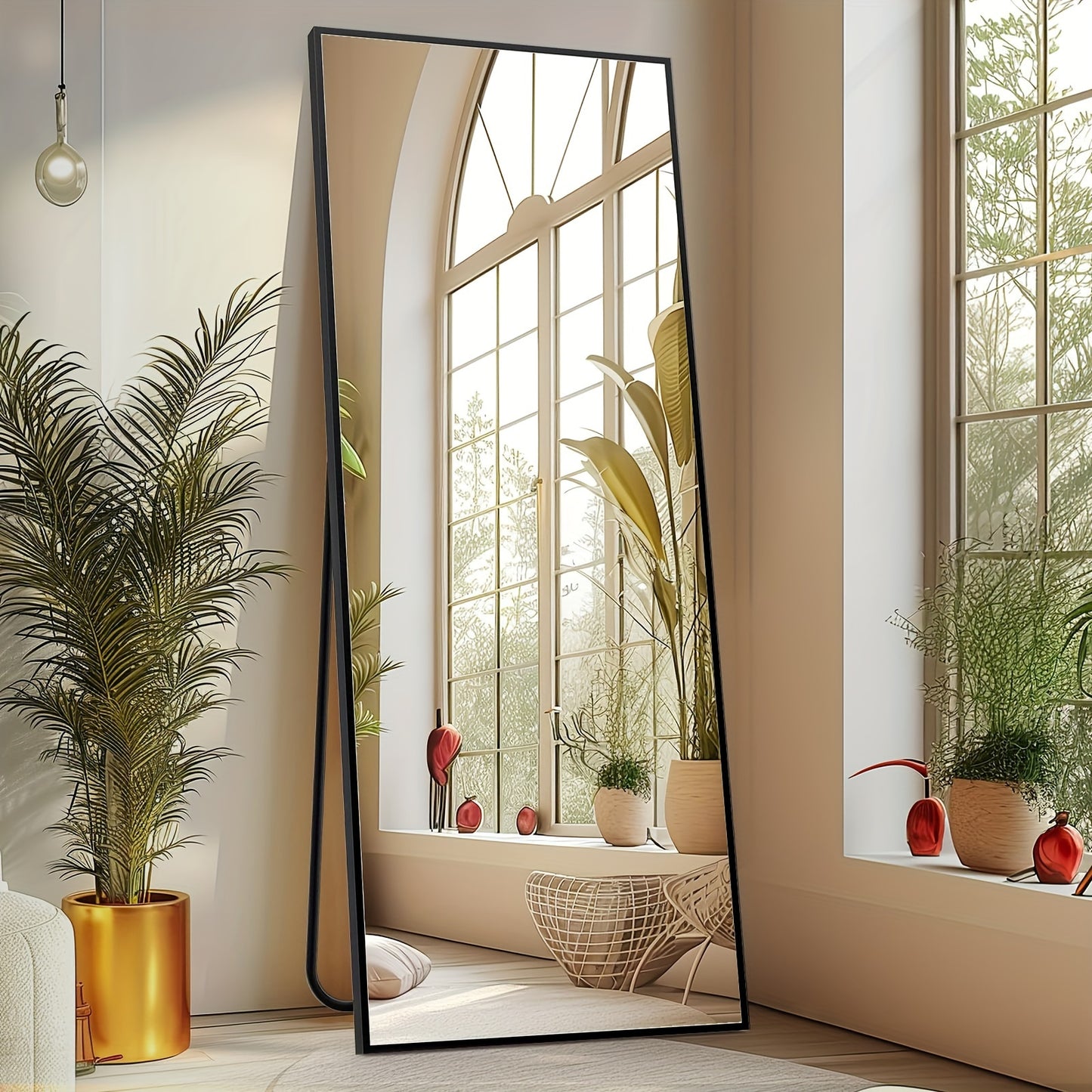 Floor Mirror, 64" x 21" Full Length Mirror with Stand, Hanging Mirror Wall Mounted Mirror with Aluminum Alloy Frame, Full Body Mirror for Living Room Bedroom Cloakroom