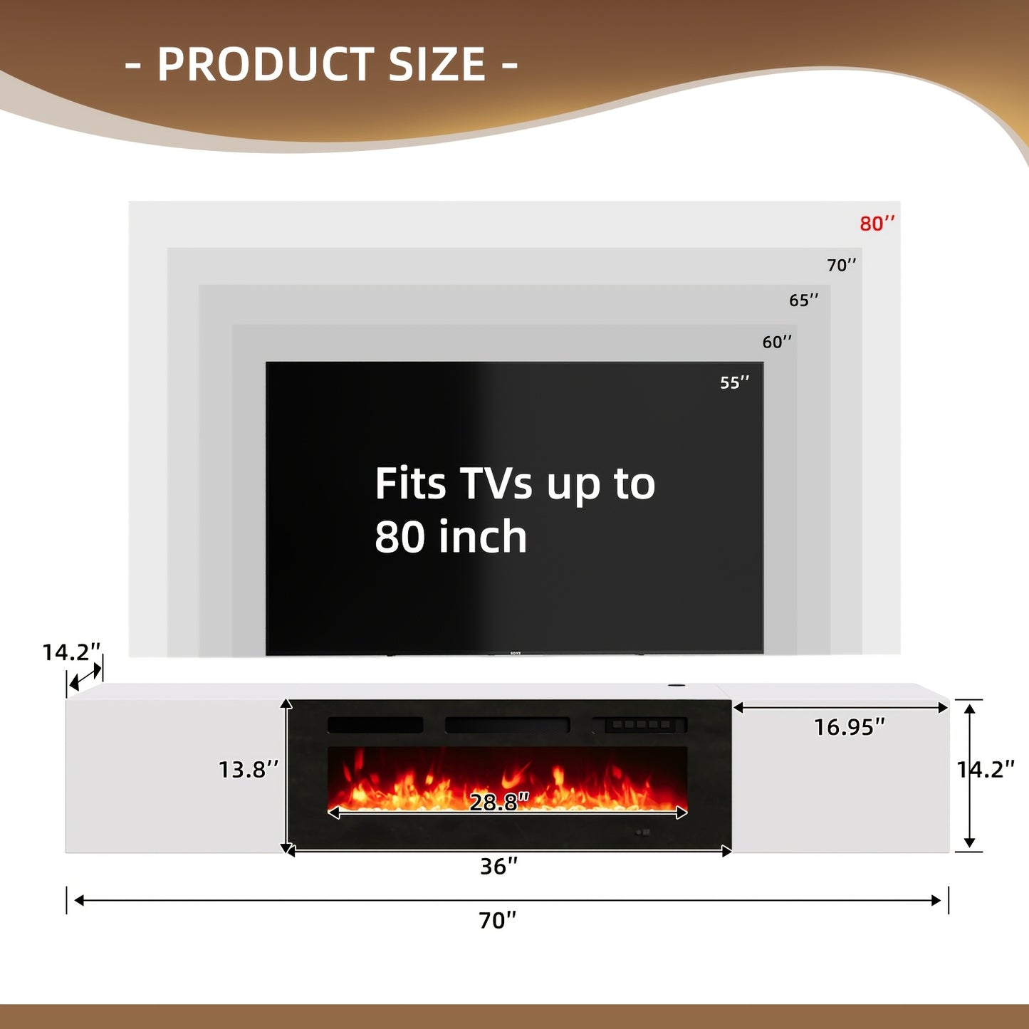 [Wall-Mounted Entertainment Center] Sonegra 70" Floating TV Stand With 36" Electric Fireplace, Wall-Mounted Entertainment Center With Storage, Modern TV Console With Fireplace, Floating Shelf/TV Cabinet