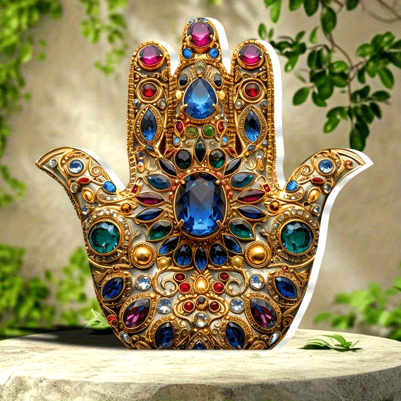 [6in Waterproof Hamsa Hand Sign] Festive Hamsa Hand Acrylic Decorative Sign: Waterproof & Scratch Resistant, Suitable for Home, Office, or Cafe - 15cm/6in x 15cm/6in