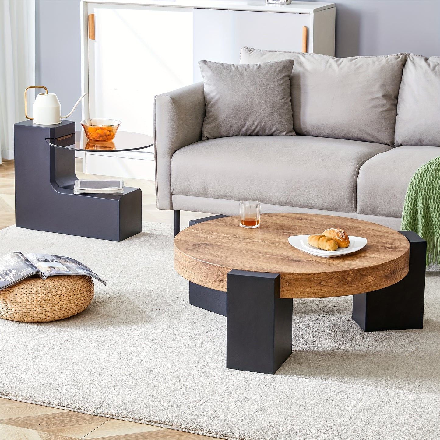 The Detachable Double-decker Coffee Tables For Living Room Round Table Circle Coffee Table For Small Space Home Office, Furniture For Living Room, Local Warehouse, Clearance Furniture, Farmhouse Clearance Items.