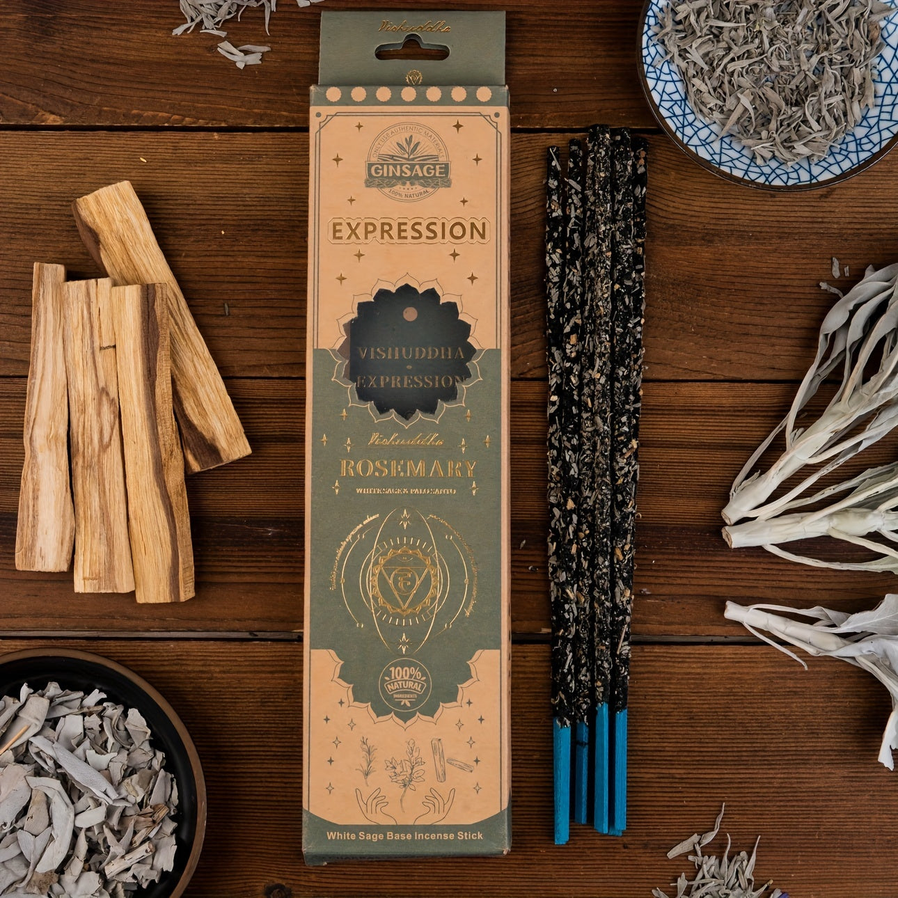 The Herbal Incense Stick Seven Chakra Series Is Made of White Sage, Peruvian Holy Wood, Blue Sage, Rosemary, Lavender, Eucalyptus Leaves, Osmanthus, Cinnamon, And Dark Red Roses (Due to Long-Distance Transportation, The Dregs