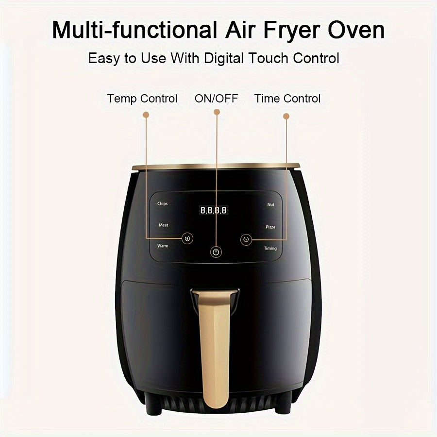 Extra-Large 4.5L Air Fryer with 800W Power, 360° Hot Air Circulation - Smart LED Touchscreen, Multi-Function Deep Fryer for Healthy Cooking