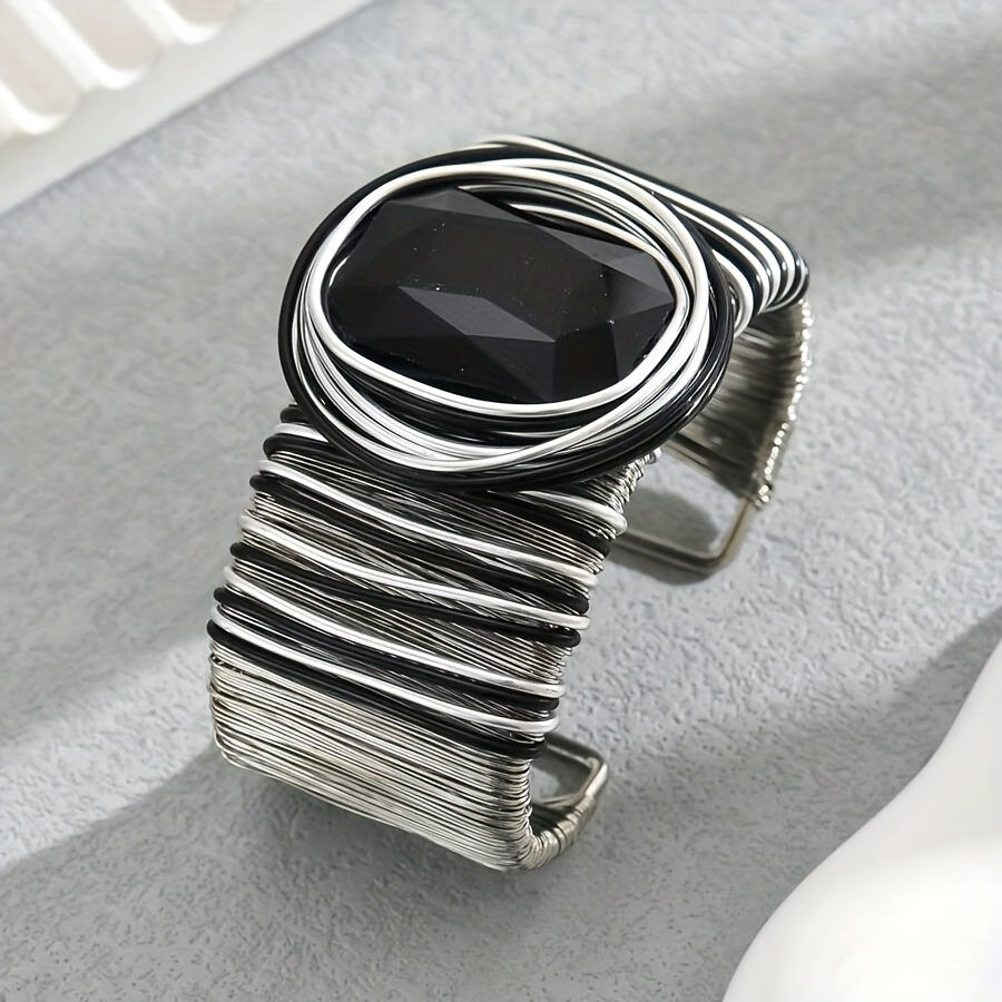 Elegant Boho-Chic Wide Cuff Bracelet for Women - UV Plated Alloy, Perfect for Everyday & Gift Giving