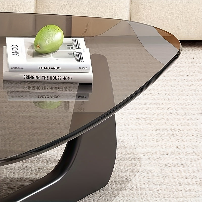 Glass Coffee Table Modern Mid-century Coffee Table Triangle Smooth Edge Coffee Table for Living Room Farmhouse Coffee Table Small Stylish Living Room Furniture Easy to Install