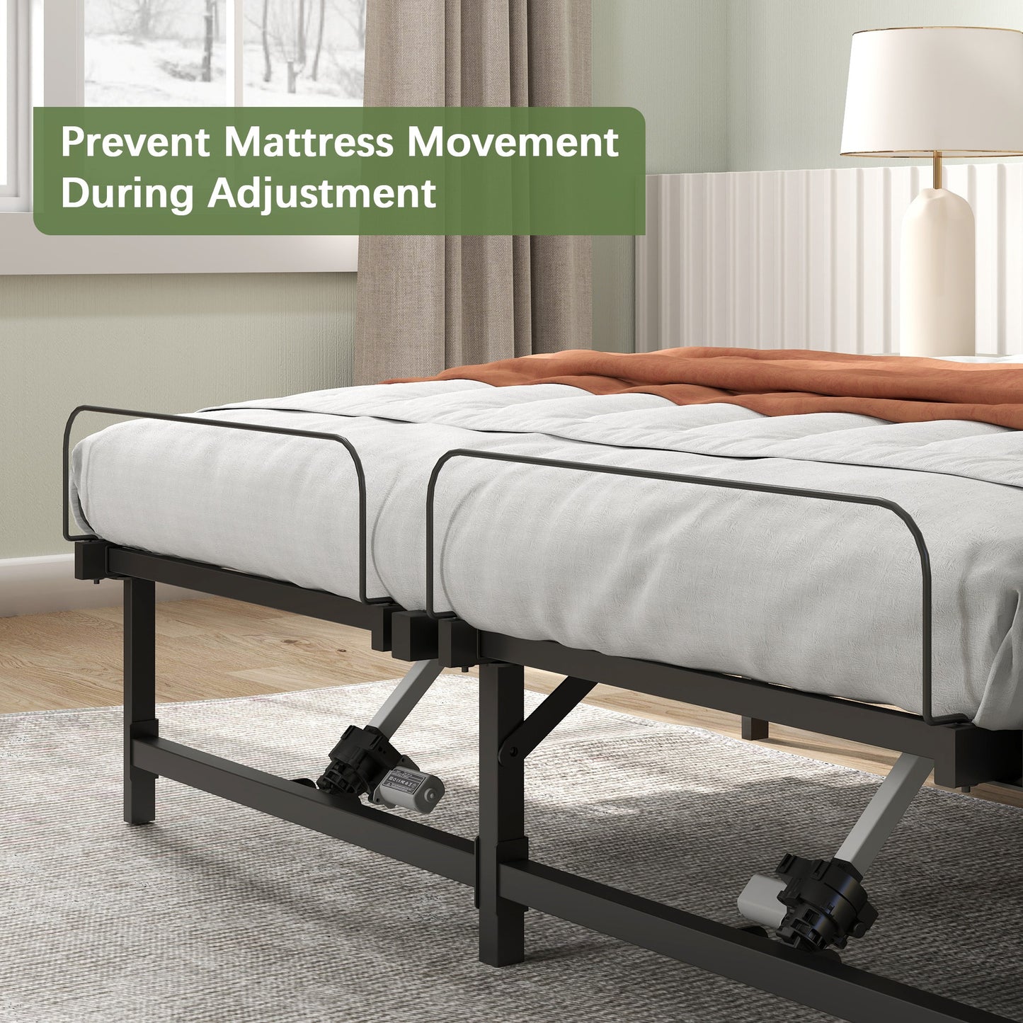 Adjustable Bed Frame Queen Size Electric Adjustable Bed Base with Head and Foot Incline Low-Noise Motor and Remote Control, Electric Bed Frame Fit for Most Mattress, Black