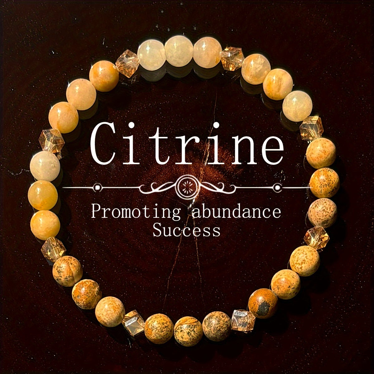 1pc Citrine Stone Beaded Bracelet, 6mm, Handcrafted Jewelry for Abundance and Success, Unisex, for Men and Women, Suitable for Ages 14+, All-Season