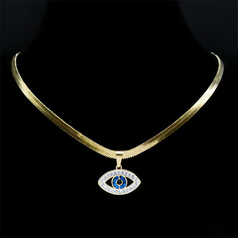 Fashion Islamic Eevil'S Eye Pendant Necklace Stainless Steel Men'S and Women'S Lucky Jewelry Amulet Türkiye Eye Necklace