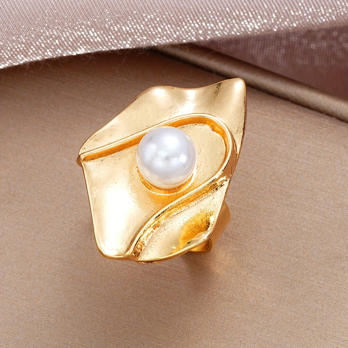 1/4pcs Simple Exaggerated Imitation Pearl Metal Geometric Ring Set for Women's Vacation, Date, Christmas Gift, Daily Casual Party Matching