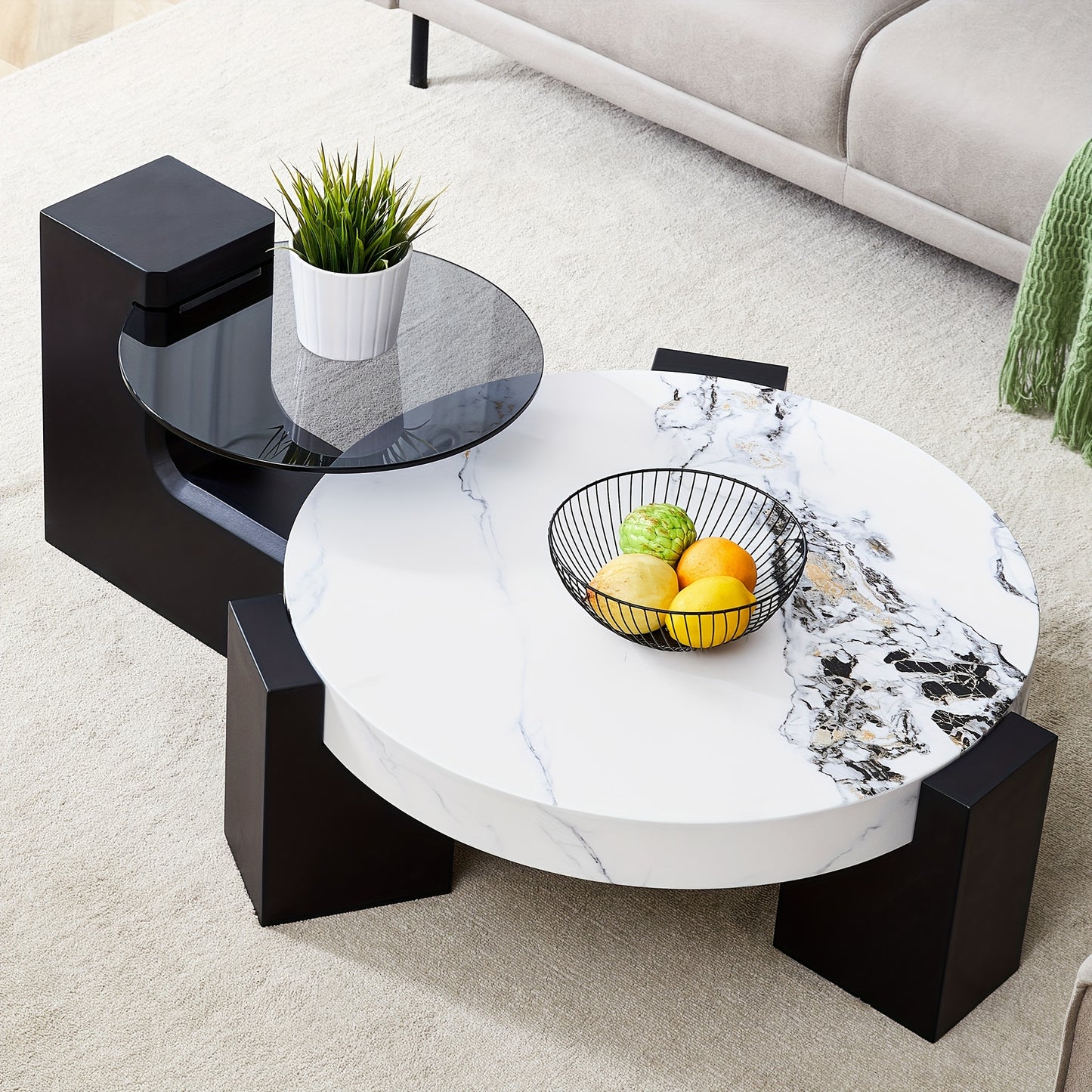 The Detachable Double-decker Coffee Tables For Living Room Round Table Circle Coffee Table For Small Space Home Office, Furniture For Living Room, Local Warehouse, Clearance Furniture, Farmhouse Clearance Items.