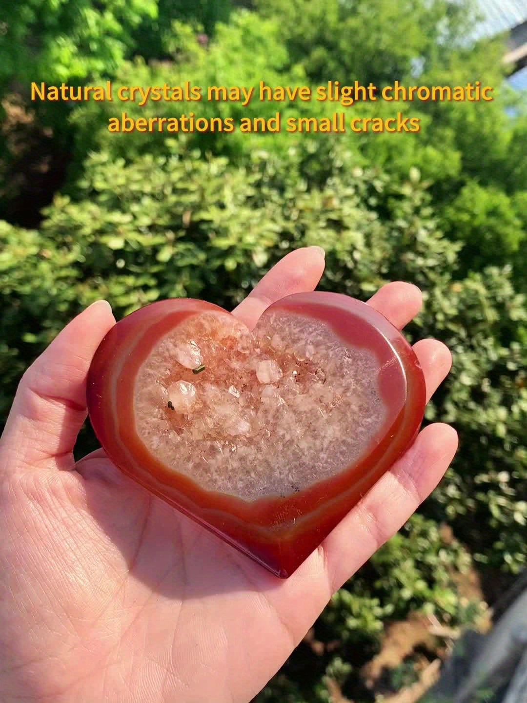 1pc Natural Carnelian Crystal Heart Red Agate Cluster - Spiritual Gift Home Ornament, Ideal choice for Gifts