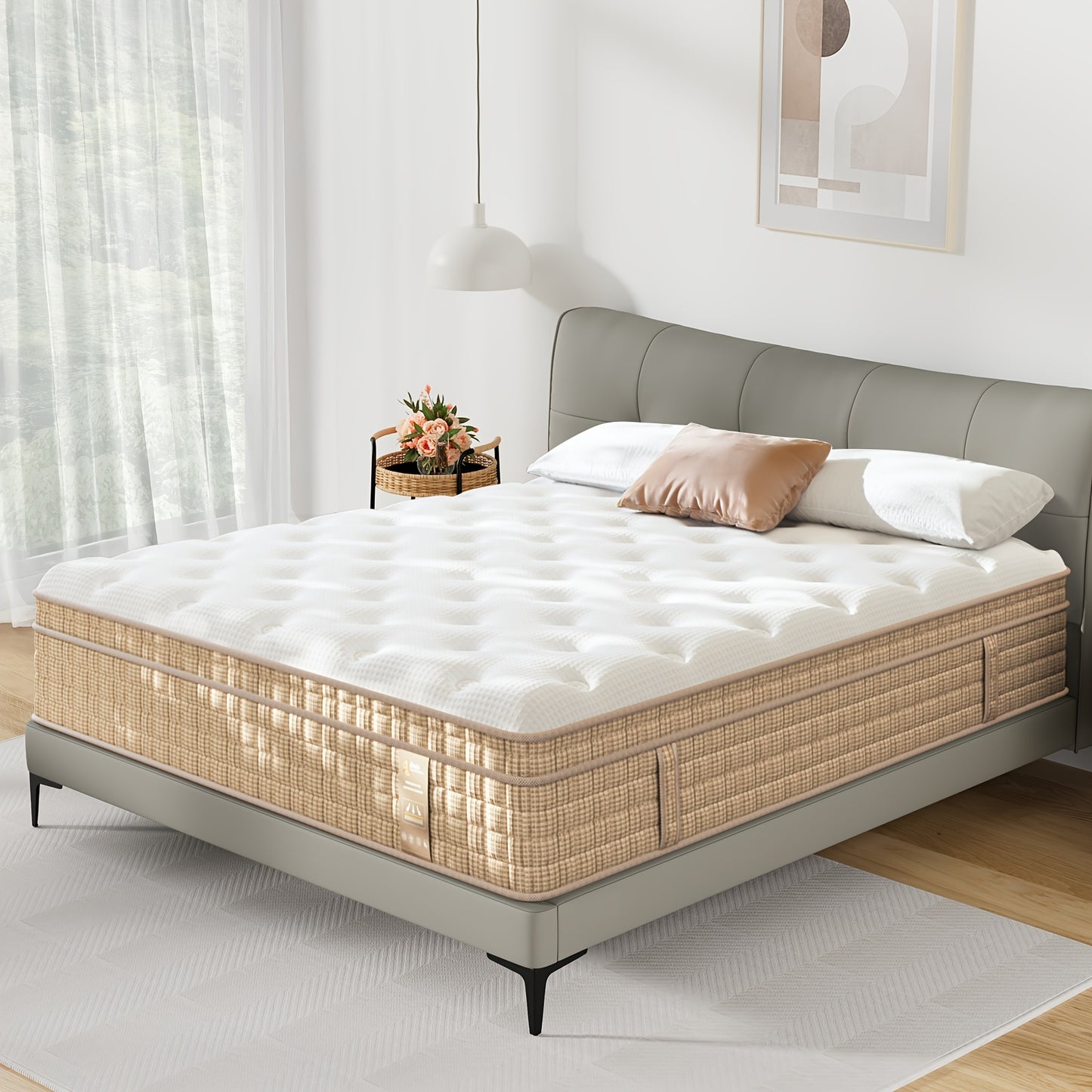 Luxurious Queen King Mattress - 12"/14" Hybrid with Gel Memory Foam & Pocket Springs, Hypoallergenic, Perfect for Home & Hotel Use, All-Season Comfort, Queen King Mattress, Hybrid, Gel Memory Foam, Pocket Spring, Hypoallergen