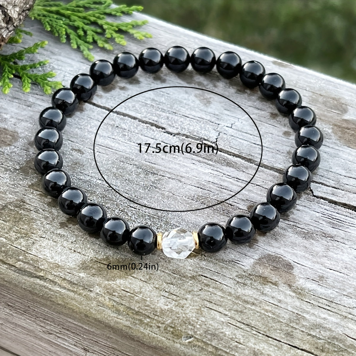 Black Tourmaline Bracelet with Faceted Quartz – Emotional Balance & Amplified Protection Jewelry, 1pc