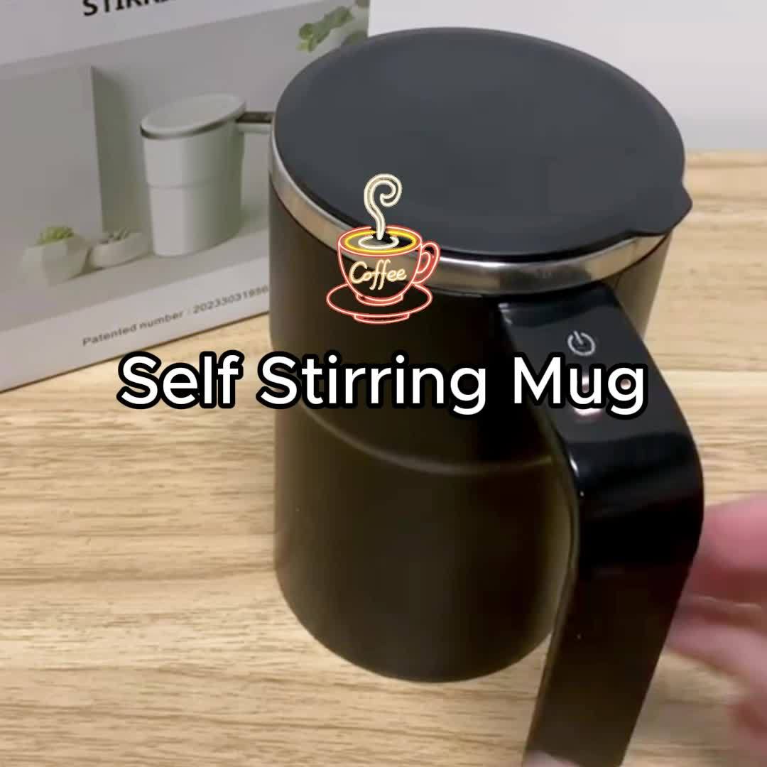 1pc Automatic Stirring Cup, Portable 304 Stainless Steel Coffee Mug with Temperature Display, USB Rechargeable, 155mAh Battery, ABS Material, for Home and Office Use