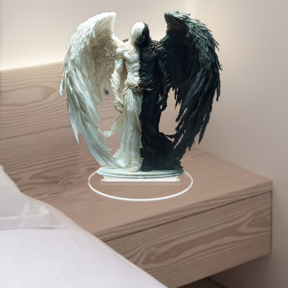 Bohemian Angel & Demon Desktop Art with Stand - Ideal for Office, Cafe, or Home Decor | Unique Gift for Best Friends and Housewarming