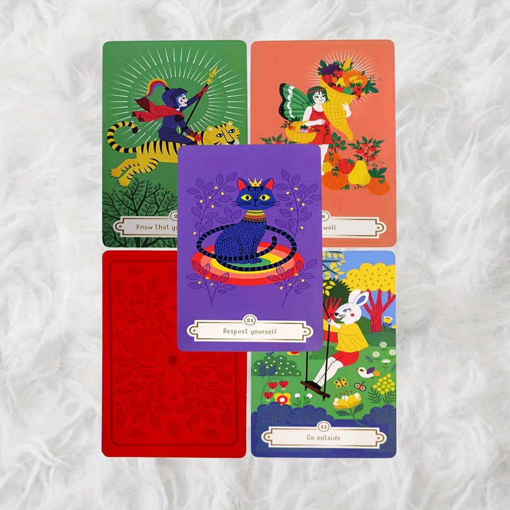 42-Card My First Oracle Deck for Teens & Adults - Animal Friends Themed Divination Cards with Electronic Guidebook - Durable Card Stock Fortune Telling Game with Inspirational Messages - Suitable for Age 14+