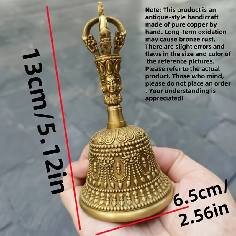 Retro Tibetan Secret Artifacts Five-Pronged Vajra Bell Pestle Ornaments Lucky Carved Bell Ornaments Home Living Room Office Hand-Cranked Bell Decorative Ornaments Art Craft Ornaments Collectibles