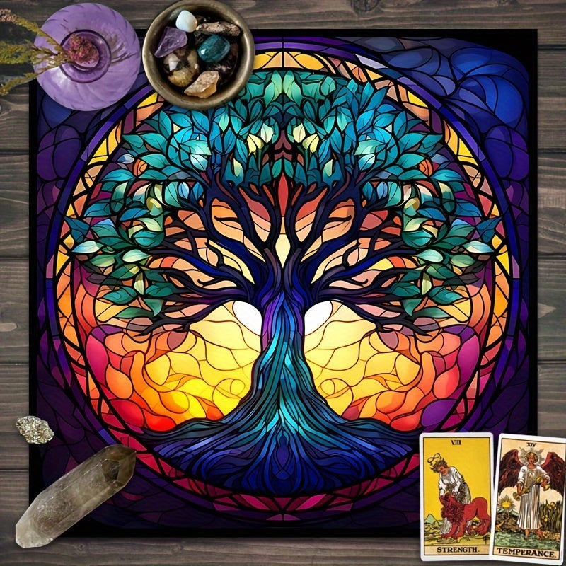 Tree Of Life Tarot Tablecloth - Colorful Altar Cloth For Divination, Witchcraft & Astrology | Polyester Oracle Card Mat Cover