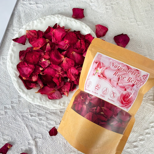 1.75oz/50g Natural Dried Red Rose Petals - Real Flower Material for DIY Crafts, Bath, Soap, Candle Making, Wedding Confetti - Non Edible Floral Decor