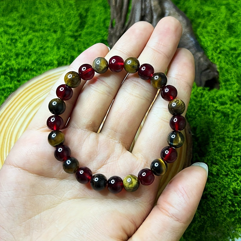 Passionate and Strong Protection Bracelet: 8mm Tiger Eye Stones, Unisex, Suitable for Holiday Gifts