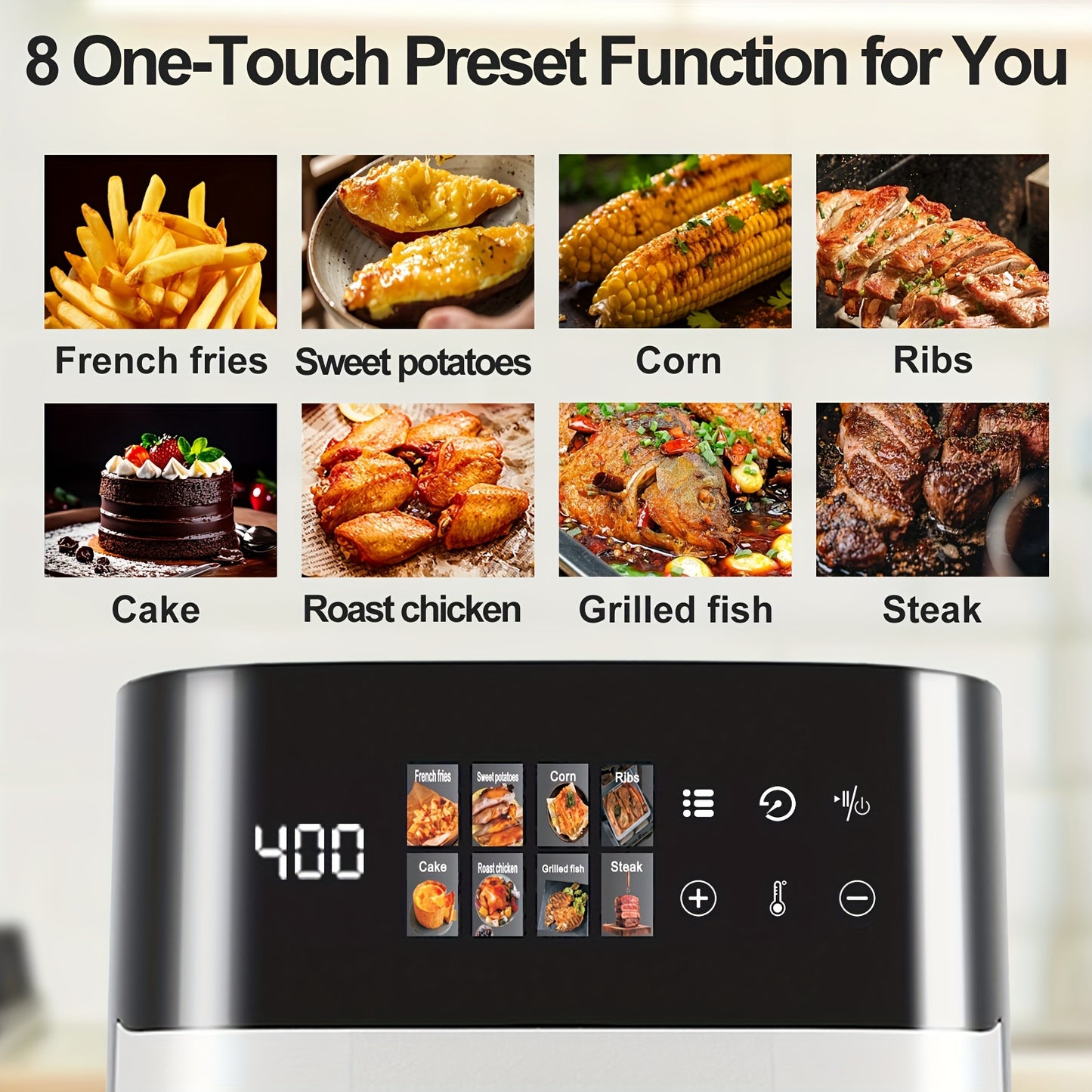 5 Quart Large Capacity Air Fryer with Stainless Steel Rack Basket, Smart Cooking Programs, LCD Touchscreen, Multifunctional Electric Fryer, Black Kitchen Appliance