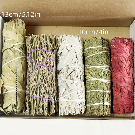 Sage Cleansing Kit, Containing White Sage, Cedarwood, Dragon'S Blood Sage, Eucalyptus And Lavender Incense Sticks, Combination Gift Set for Energy Cleansing, Meet Different Needs, Christmas Gift