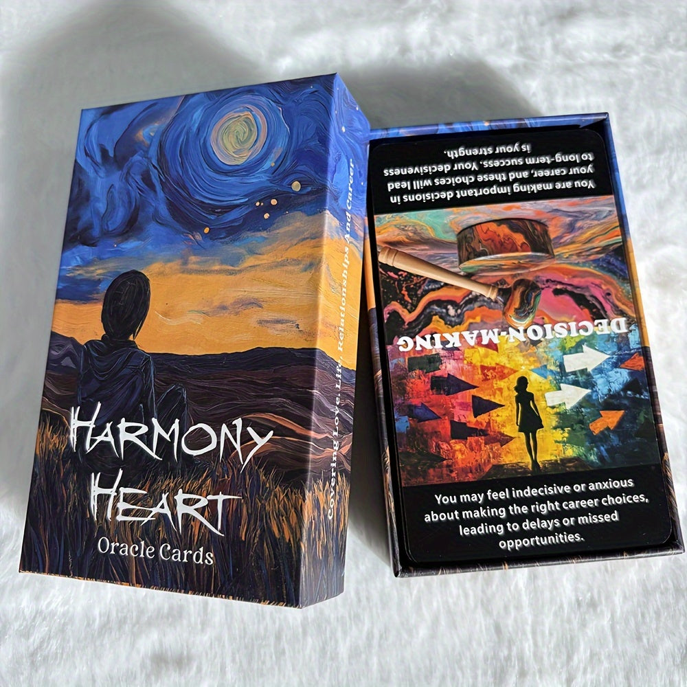 Harmony Heart Oracle Cards, Love, Life, Relationships And Career Tarot Deck, with Meaning On It, Fortune Telling Toys, 4.72x2.76inch Cards, 56-Cards