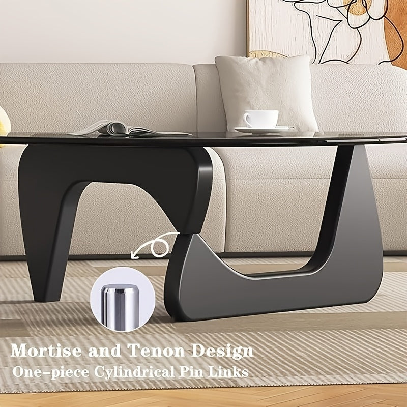 Glass Coffee Table Modern Mid-century Coffee Table Triangle Smooth Edge Coffee Table for Living Room Farmhouse Coffee Table Small Stylish Living Room Furniture Easy to Install