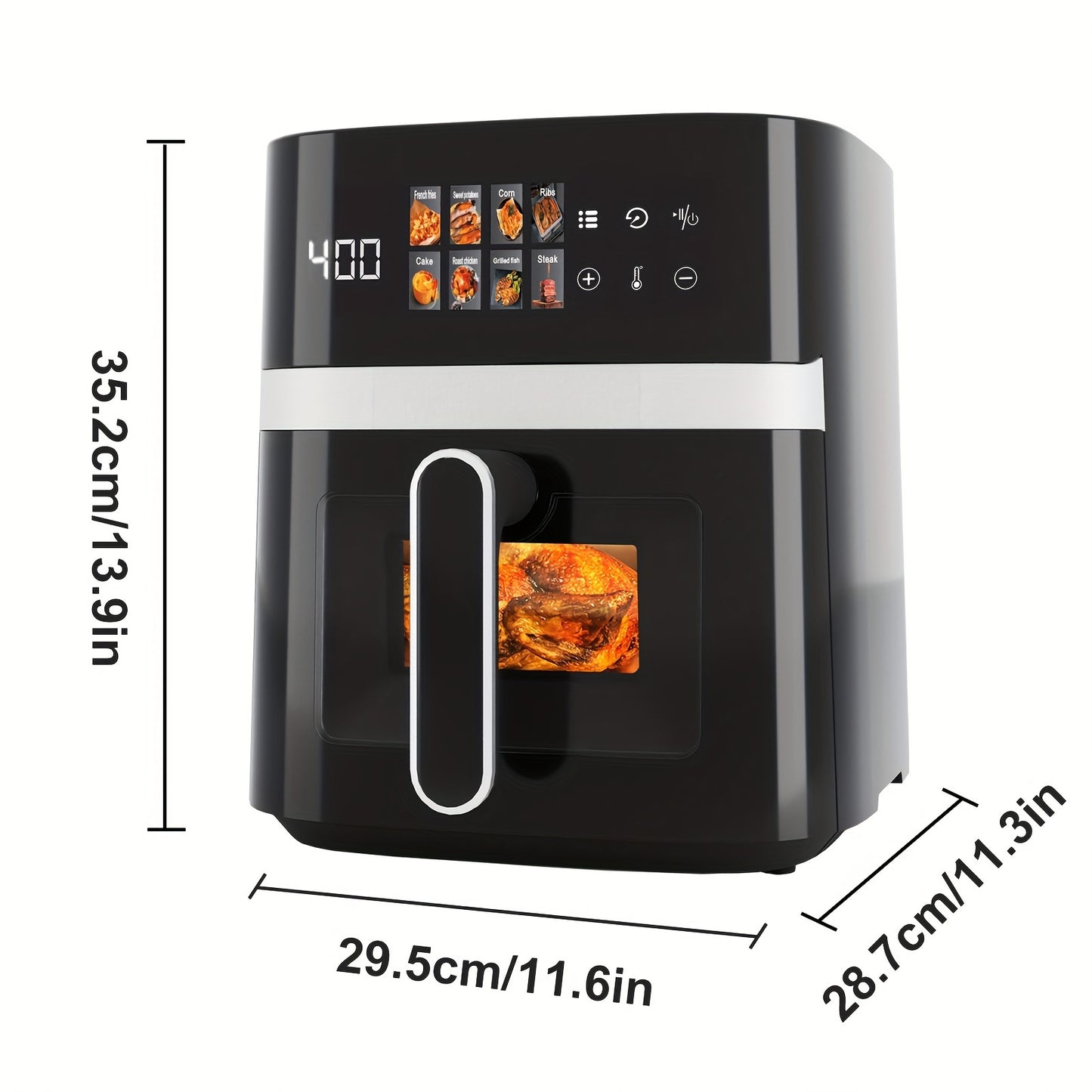 5 Quart Large Capacity Air Fryer with Stainless Steel Rack Basket, Smart Cooking Programs, LCD Touchscreen, Multifunctional Electric Fryer, Black Kitchen Appliance