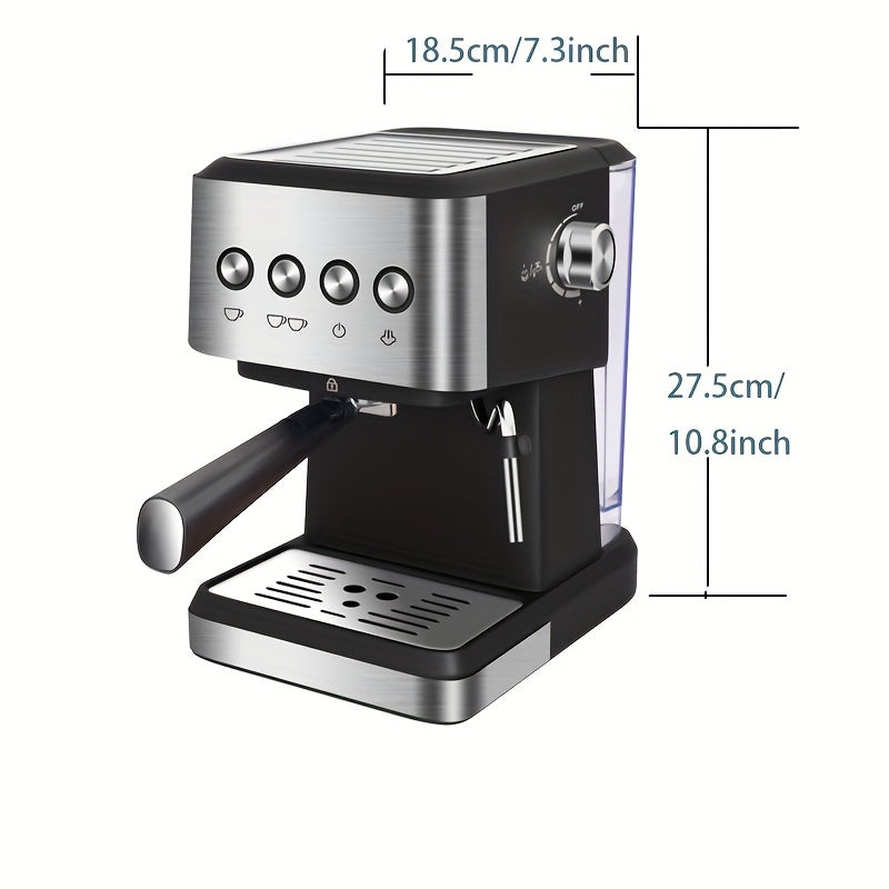 20 Bar Espresso Machine, Stainless Steel Espresso Coffee Machine For Cappuccino, Latte, Automatic Espresso Machine With 1.5L Removable Water Tank, Powerful Steam Wand, Built-In Milk Frother, One-Touch Single Or Double Shot