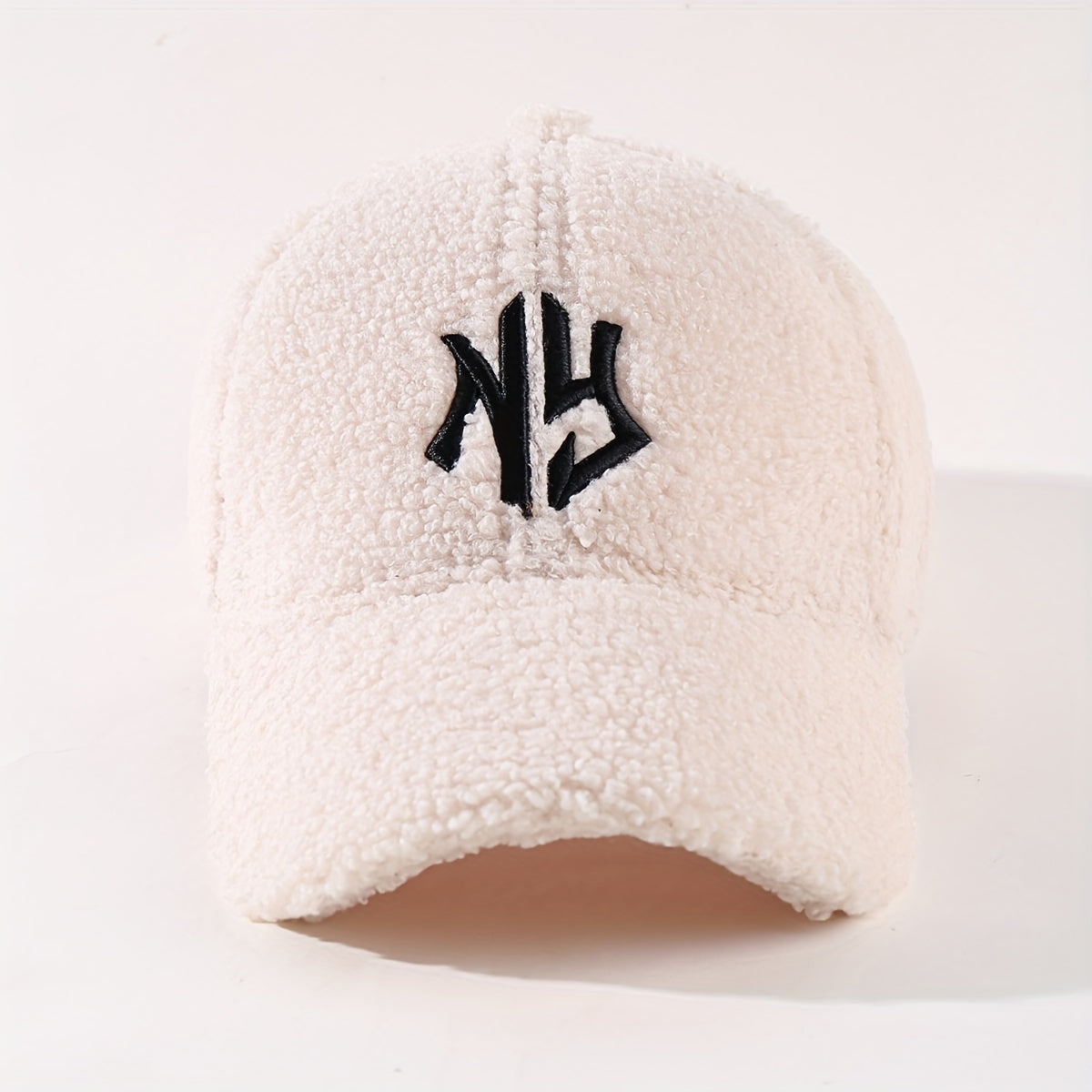 New York Embroidery Warm Winter Baseball Cap for Men and Women, 100% Polyester, Adjustable Thanksgiving Occasion Outdoor Travel Hat with Soft Lamb, Hand Washable - 1 Piece