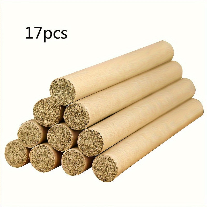 17pcs Natural Mugwort Rattan Incense Sticks for Meditation and Home Purification - No Feathers, Traditional Aromatic Ai Cao Herbal Incense for Purifying, Relaxing and Aromatherapy