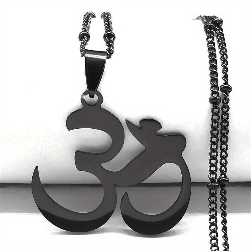 1pc Stainless Steel Ohm Pendant Necklace, Simple Tribal Style, Religious Symbol Jewelry for Daily Wear, All-Season Accessory