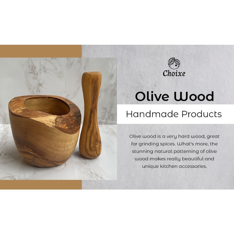 Olive Wood Rustic Mortar And Pestle