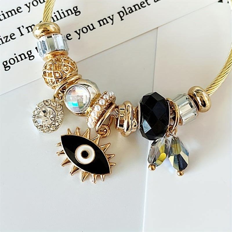 Vintage Tribal Charm Bracelet with Water Drilled Eye Pendant - Perfect for Everyday Wear and Gift Giving