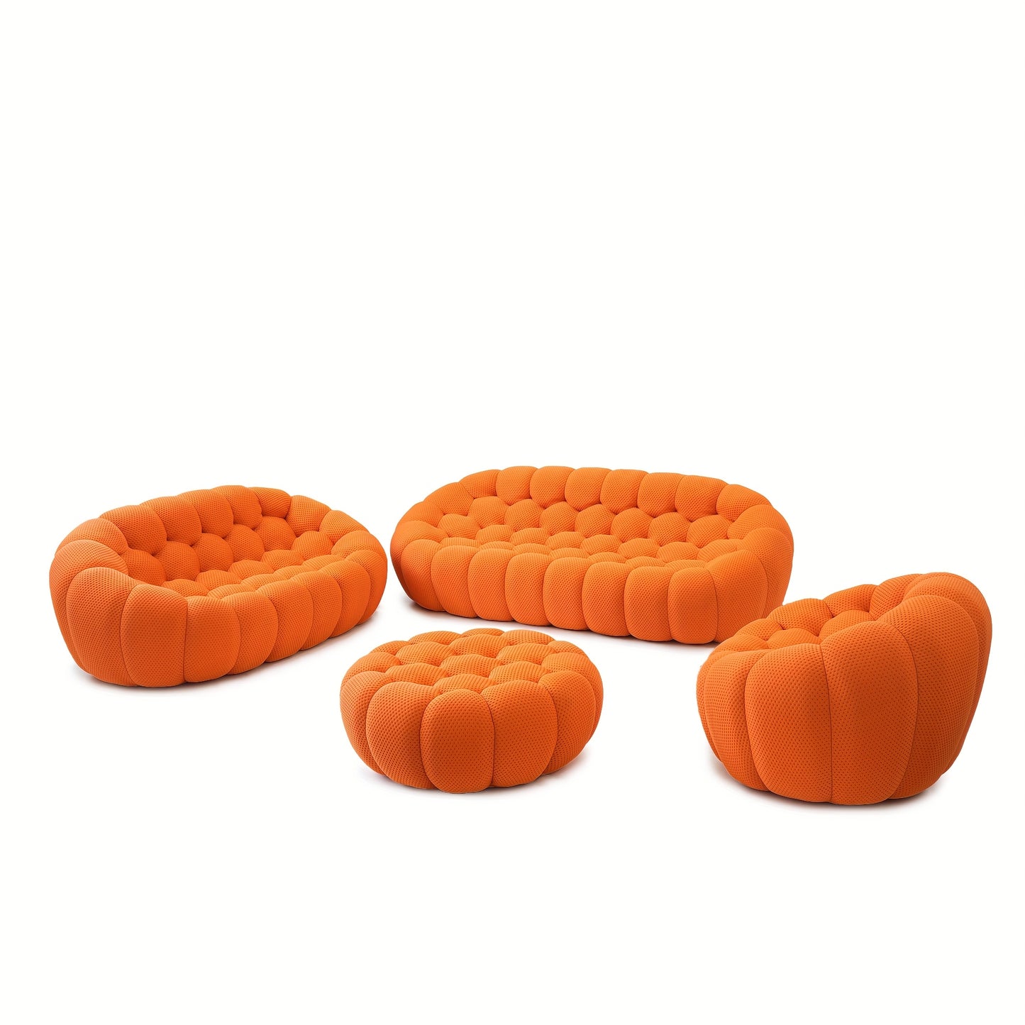 [Vibrant Orange Modular Bean Bag] Oversized 3D Textile Modular Bean Bag Sofa with Ottoman - Vibrant Orange, High-Resilience Foam for Ultimate Comfort, Durable Mesh Fabric, Easy No-Install Setup